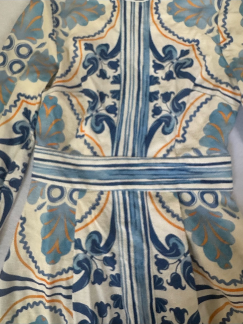 Finders Keepers Blue and White Patterned Long-Sleeve Mini Dress - Picture 6 of 16